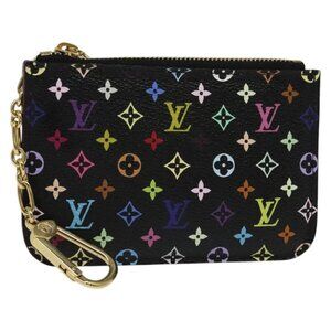 LOUIS VUITTON Multicolor Pochette ClesNM Coin Purse Black M60279 LV Auth 142349
